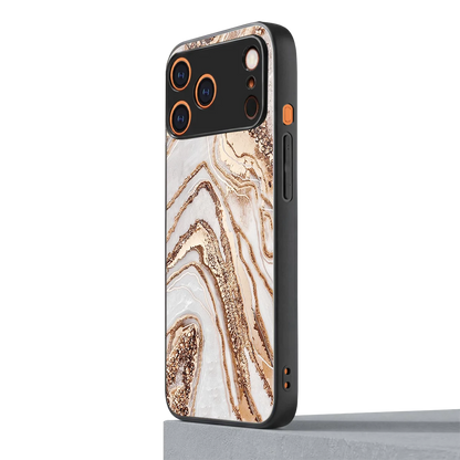 Luxe White iphone 17 pro mobile cover | shockproof glass phone case