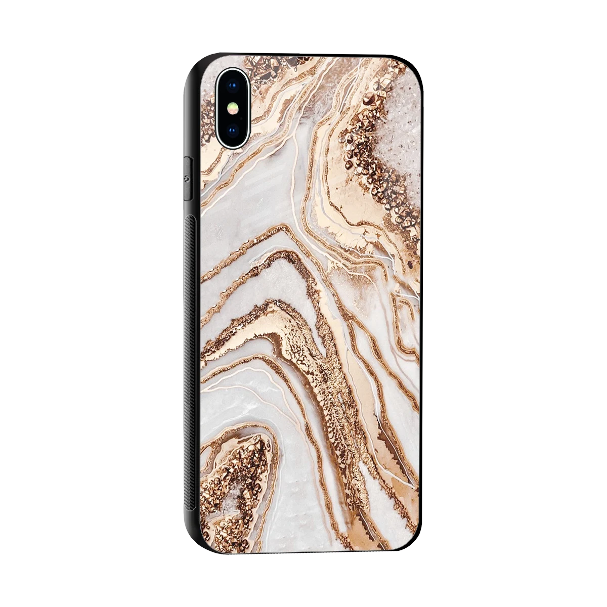 Luxe White sleek iphone xs max cover with tempered glass back and TPU edges