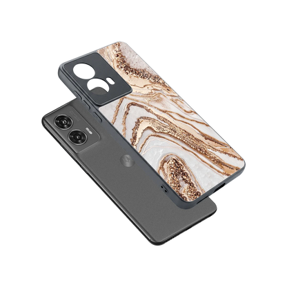 Luxe White sleek motorola edge 50 fusion cover with tempered glass back and TPU edges