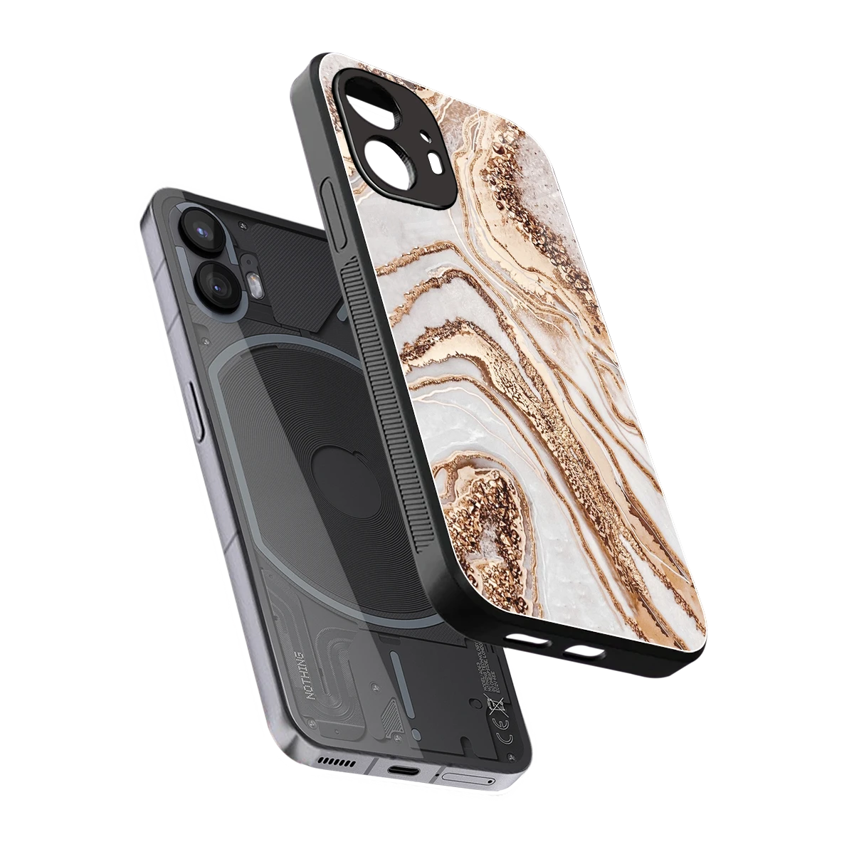 Luxe White sleek nothing phone 2 cover with tempered glass back and TPU edges