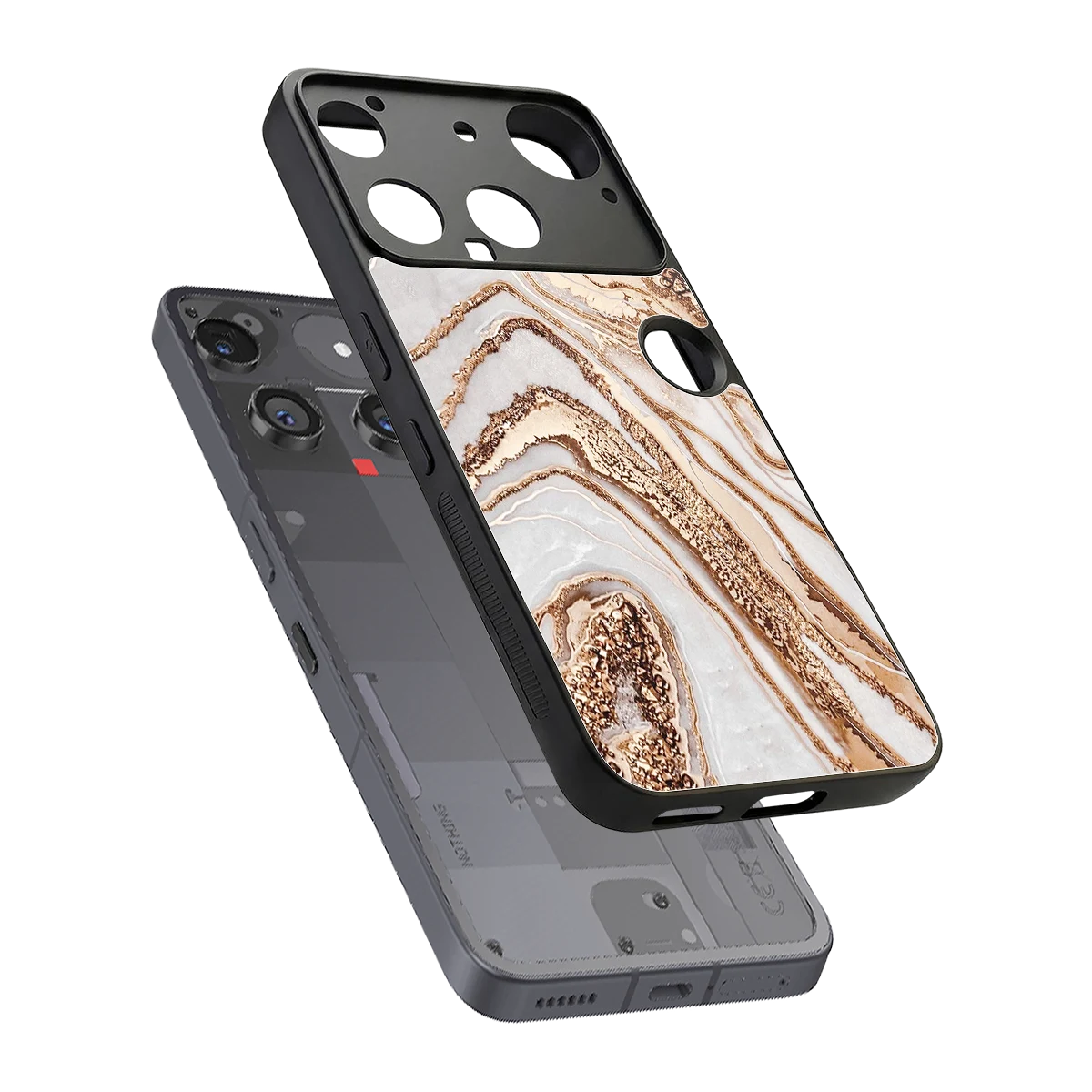 Luxe White sleek nothing phone 3 cover with tempered glass back and TPU edges