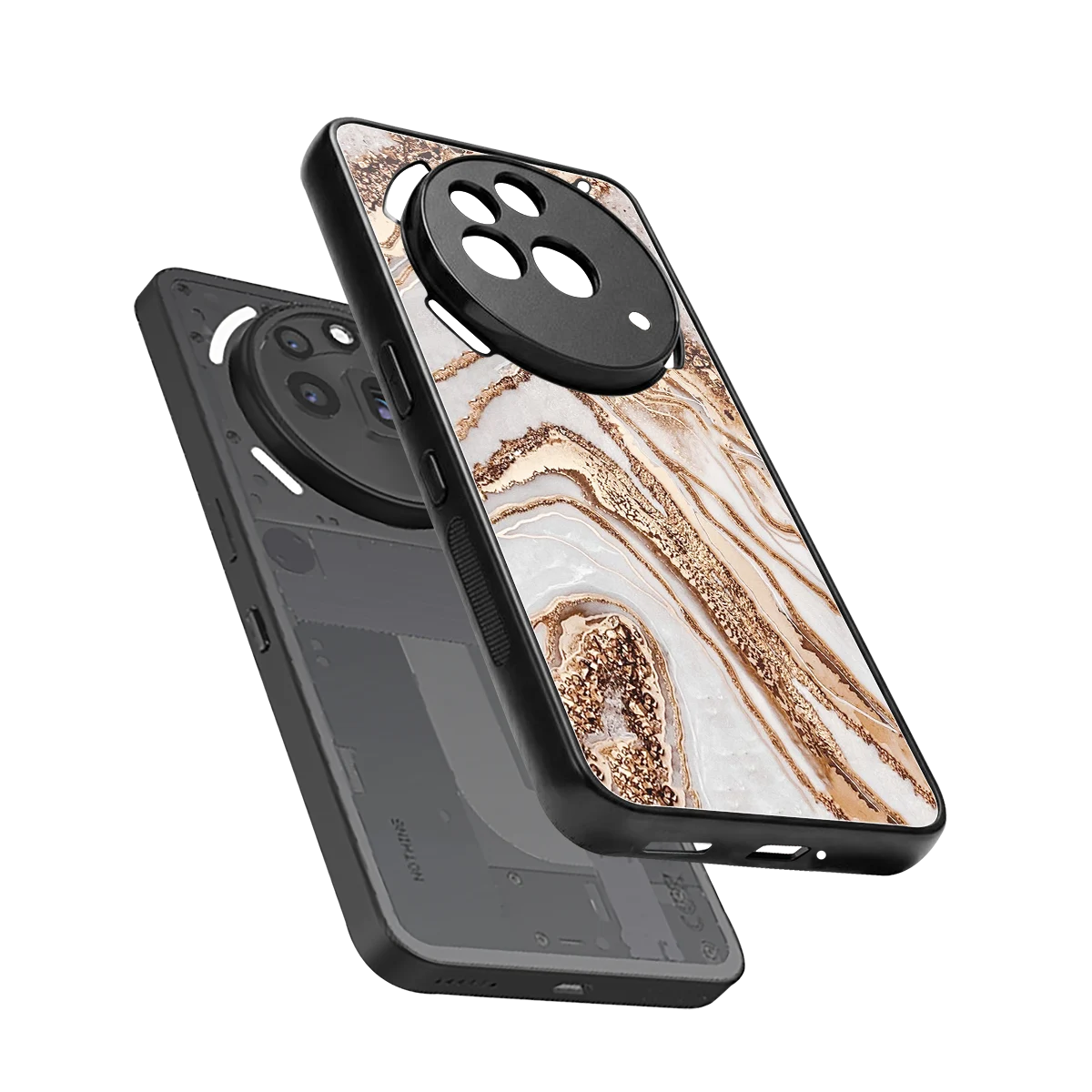 Luxe White sleek nothing phone 3a pro cover with tempered glass back and TPU edges