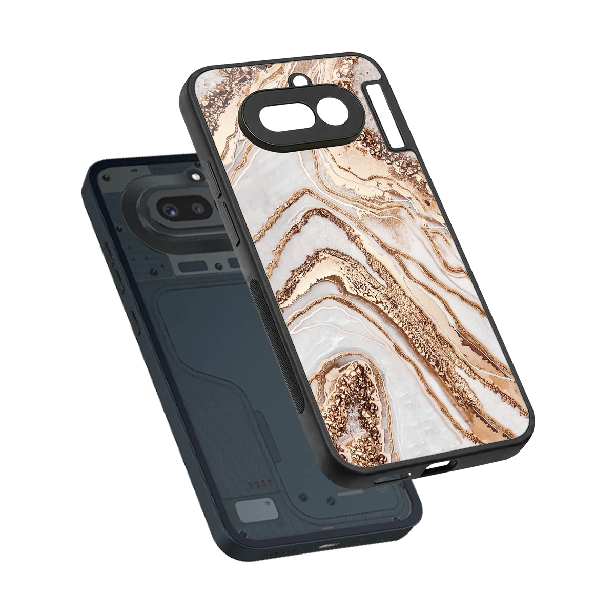 Luxe White sleek nothing phone 4a cover with tempered glass back and TPU edges