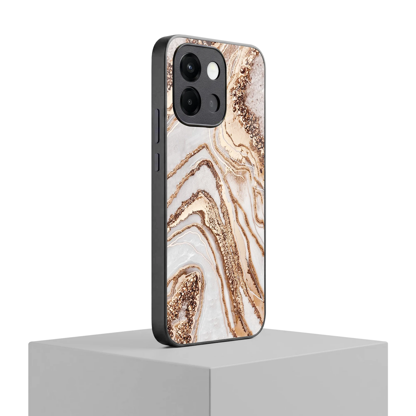 Luxe White oneplus 13s mobile cover | shockproof glass phone case