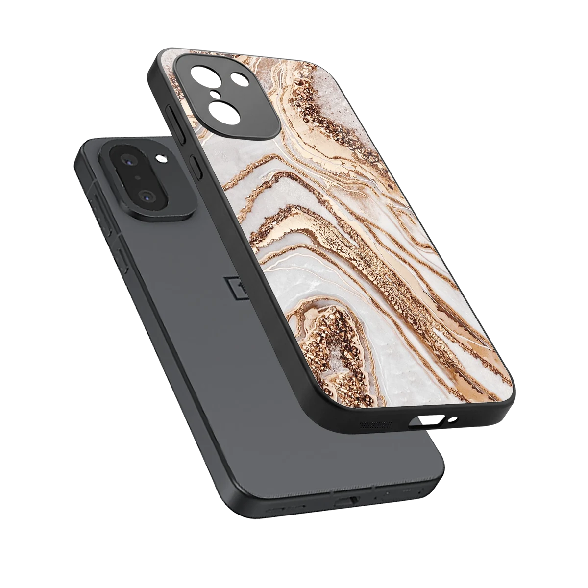 Luxe White sleek oneplus 15r cover with tempered glass back and TPU edges