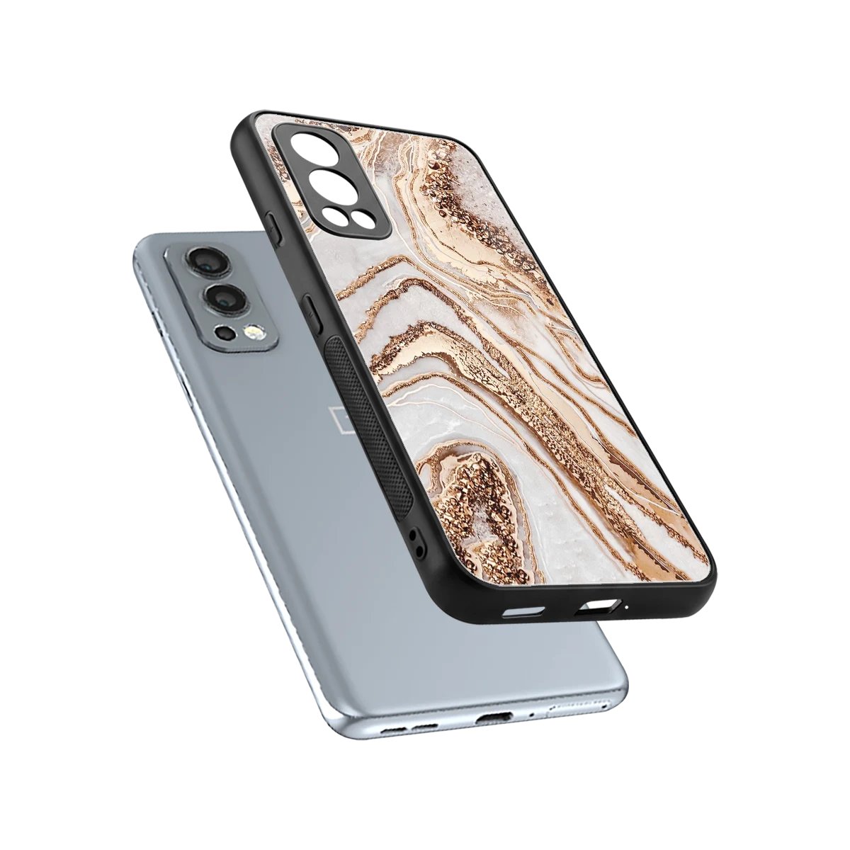 Luxe White sleek oneplus nord 2 cover with tempered glass back and TPU edges