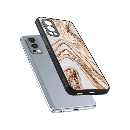 Luxe White sleek oneplus nord 2 cover with tempered glass back and TPU edges
