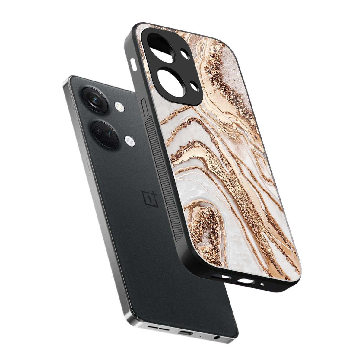 Luxe White sleek oneplus nord 3 cover with tempered glass back and TPU edges