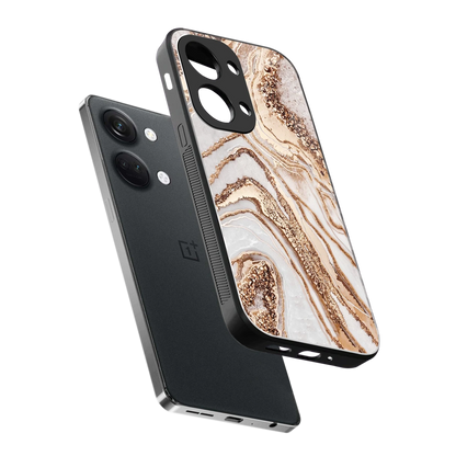 Luxe White sleek oneplus nord 3 cover with tempered glass back and TPU edges