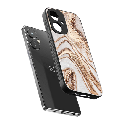 Luxe White sleek oneplus nord ce 3 cover with tempered glass back and TPU edges