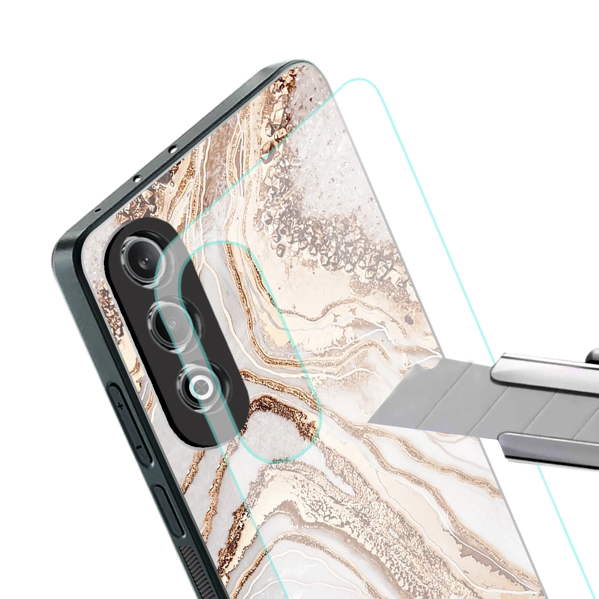 Luxe White stylish phone case for oneplus nord ce 4 | glossy glass and slim fit