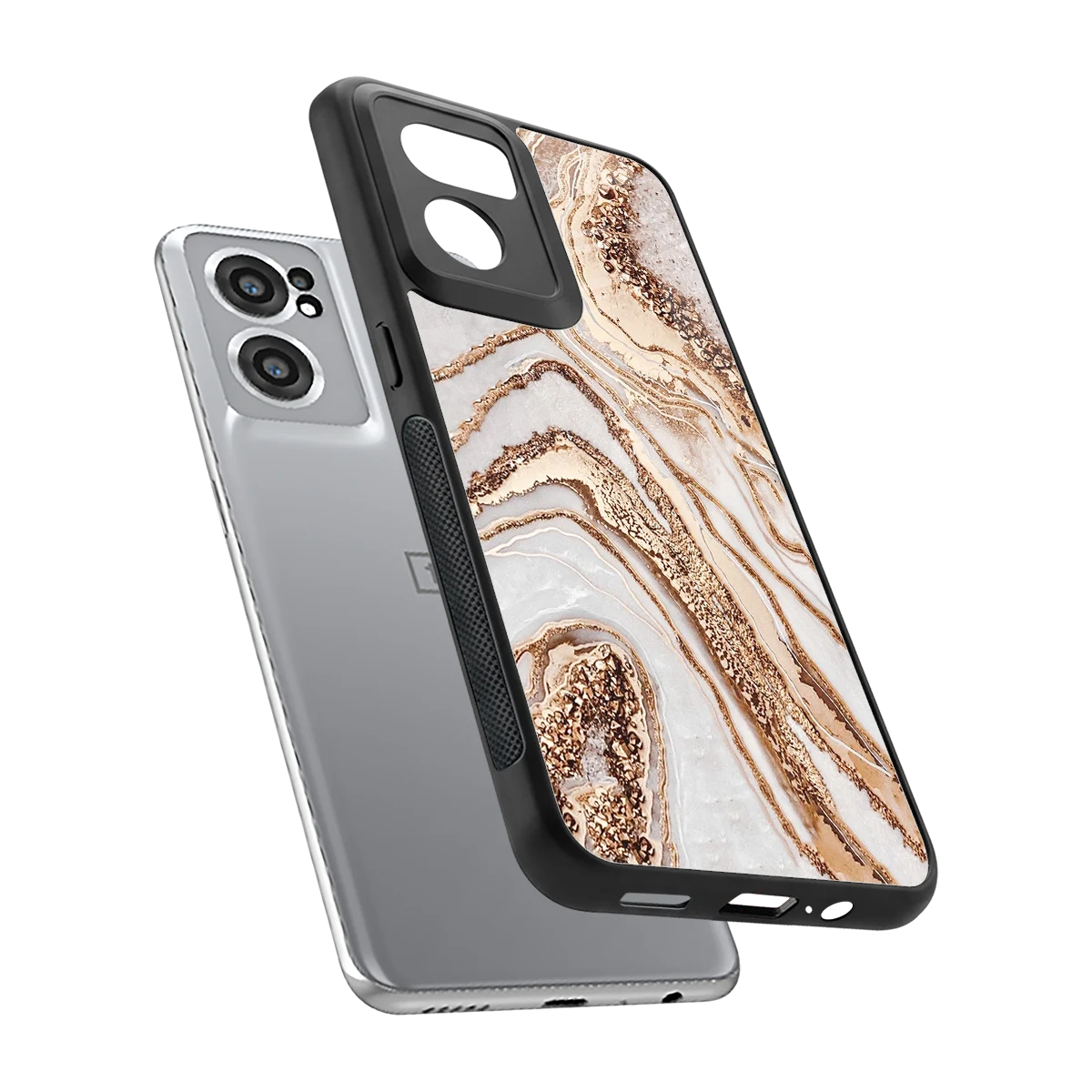 Luxe White sleek oneplus nord ce 2 cover with tempered glass back and TPU edges