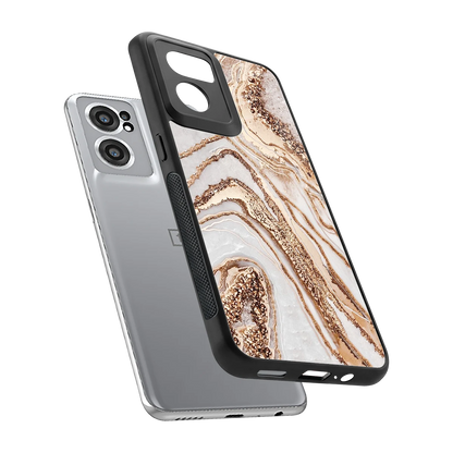 Luxe White sleek oneplus nord ce 2 cover with tempered glass back and TPU edges