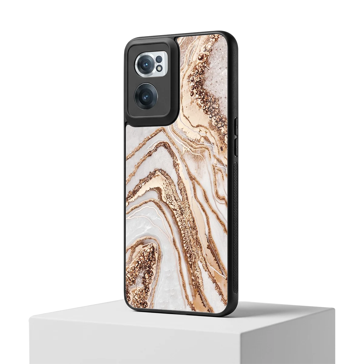 Luxe White oneplus nord ce 2 mobile cover | shockproof glass phone case