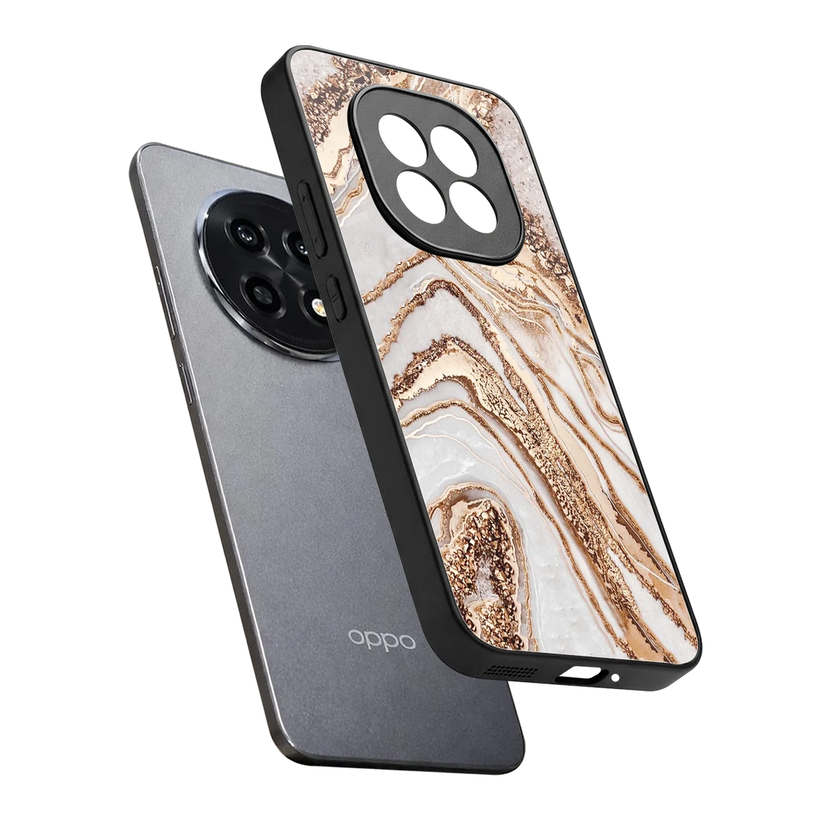Luxe White sleek oppo f29 pro 5g cover with tempered glass back and TPU edges