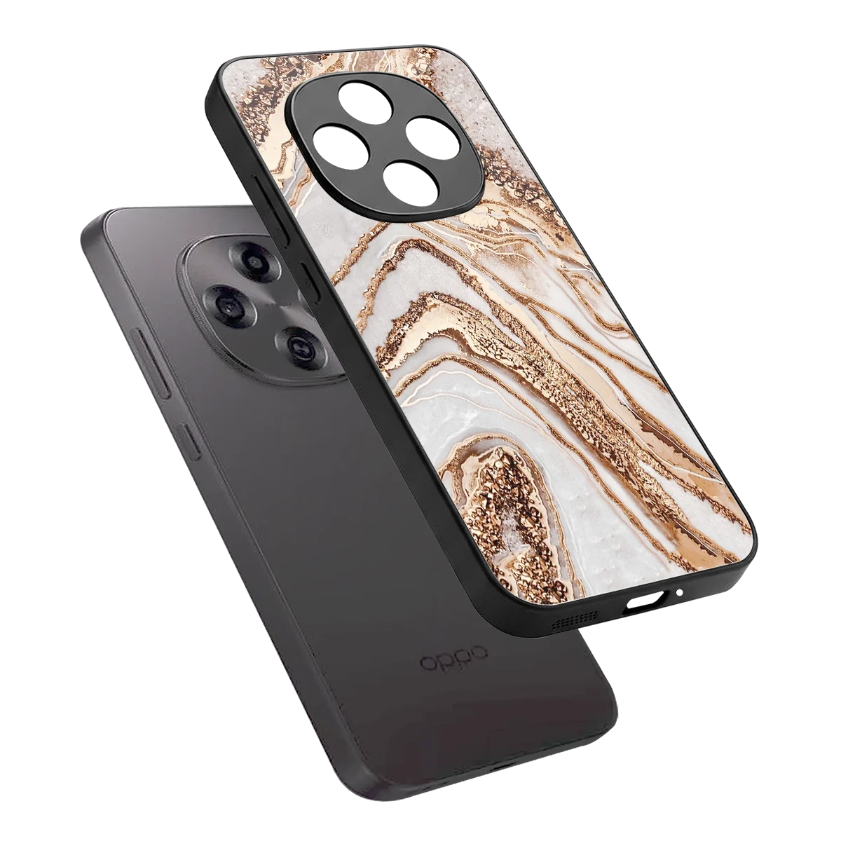 Luxe White sleek oppo f31 pro 5g cover with tempered glass back and TPU edges