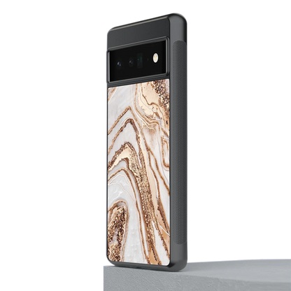 Luxe White stylish phone case for google pixel 6 pro | glossy glass and slim fit