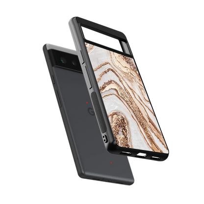 Luxe White sleek google pixel 6a cover with tempered glass back and TPU edges