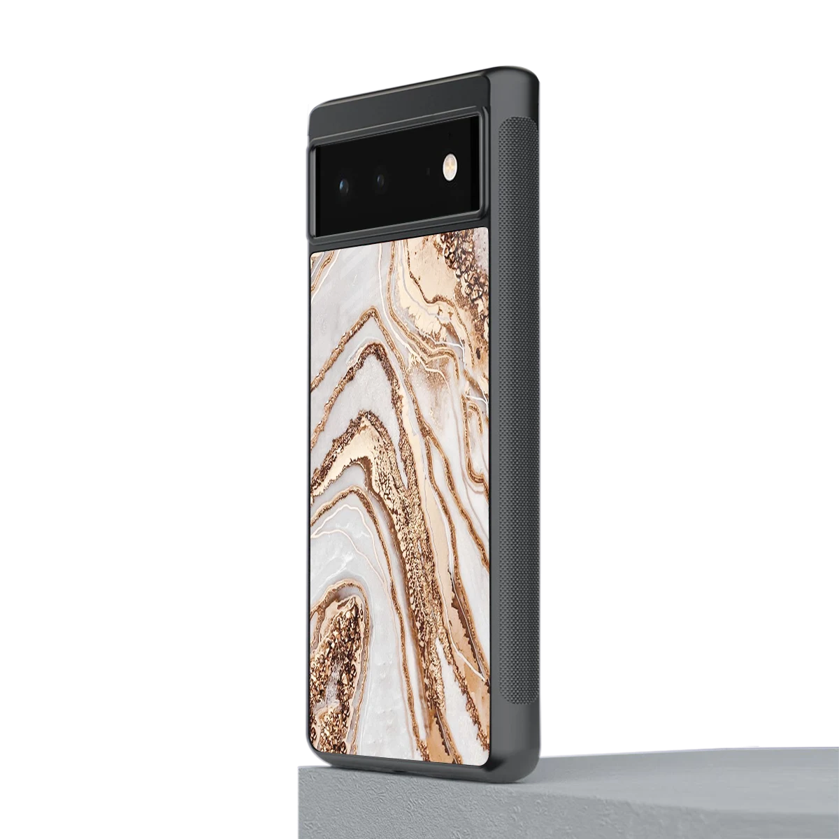 Luxe White stylish phone case for google pixel 6a | glossy glass and slim fit