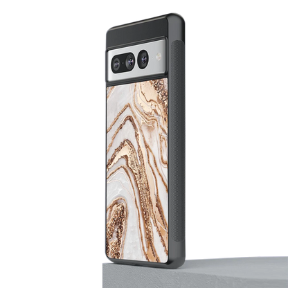 Luxe White stylish phone case for google pixel 7 pro | glossy glass and slim fit