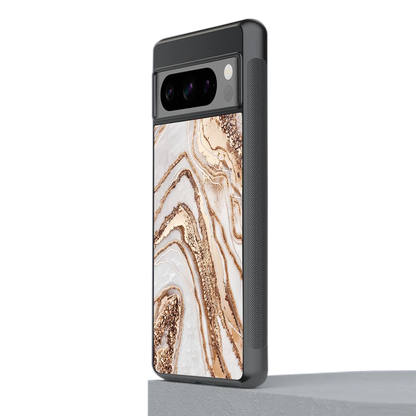 Luxe White stylish phone case for google pixel 8 pro | glossy glass and slim fit