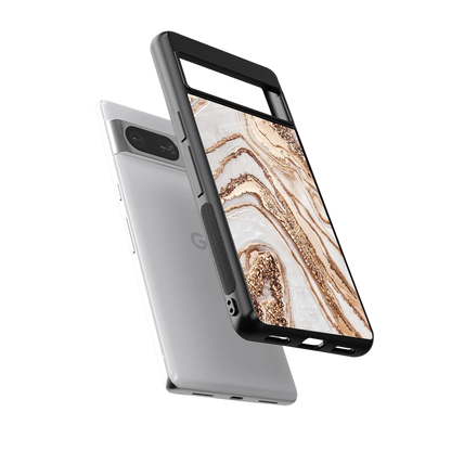 Luxe White sleek google pixel 8 cover with tempered glass back and TPU edges