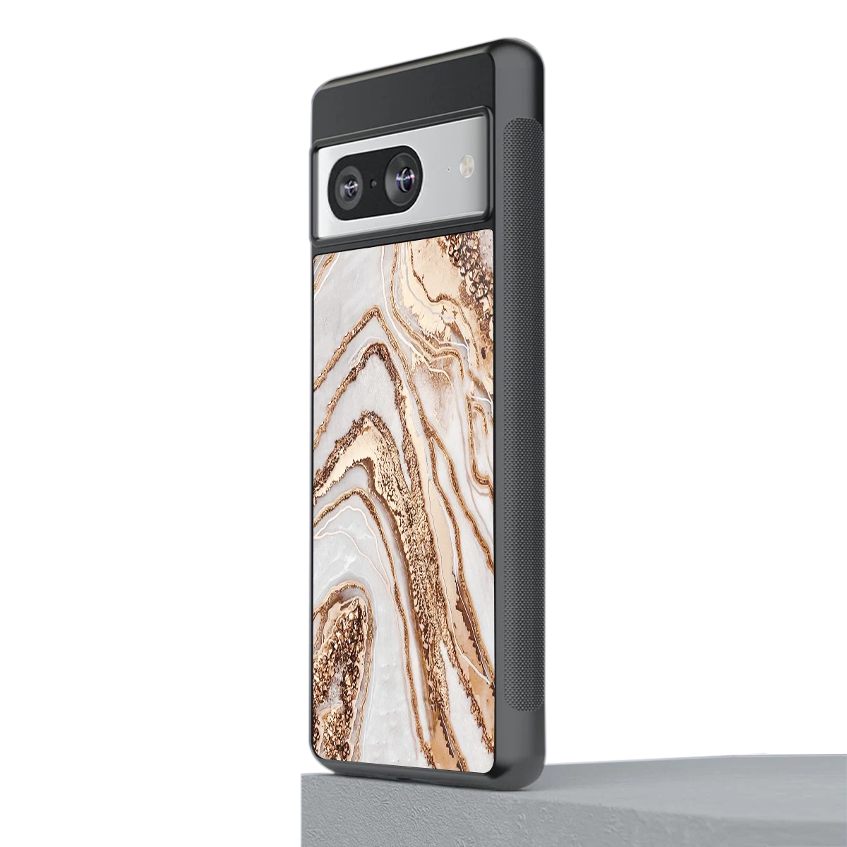 Luxe White stylish phone case for google pixel 8 | glossy glass and slim fit