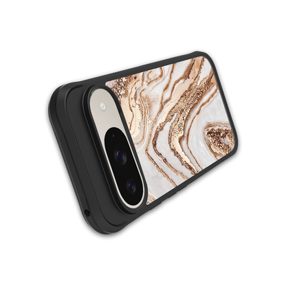 Luxe White stylish phone case for google pixel 9 | glossy glass and slim fit