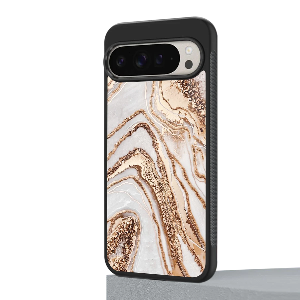 Luxe White google pixel 9 pro mobile cover | shockproof glass phone case