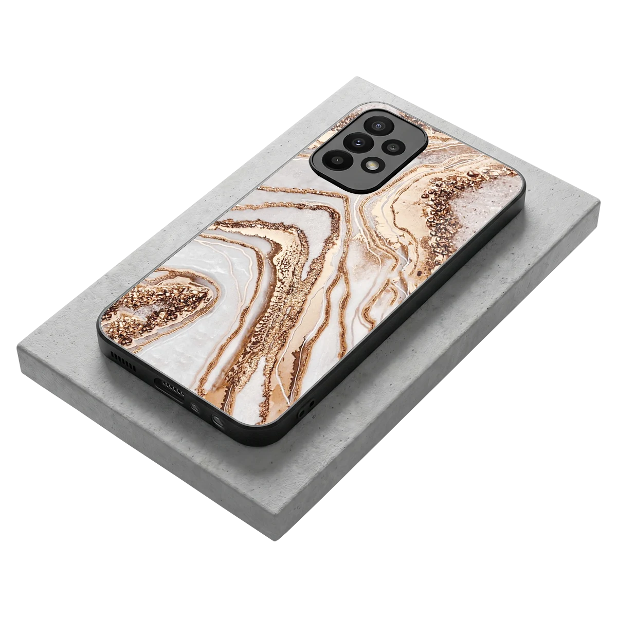 Luxe White stylish phone case for samsung galaxy a23 | glossy glass and slim fit
