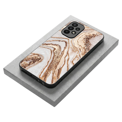 Luxe White stylish phone case for samsung galaxy a23 | glossy glass and slim fit
