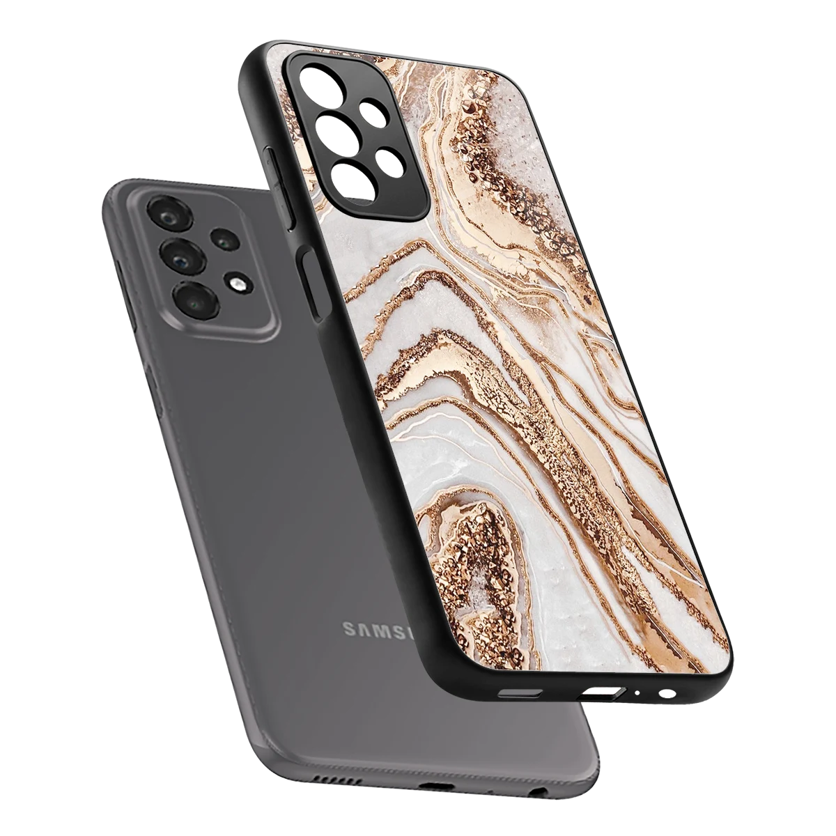 Luxe White sleek samsung galaxy a23 cover with tempered glass back and TPU edges
