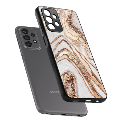 Luxe White sleek samsung galaxy a23 cover with tempered glass back and TPU edges