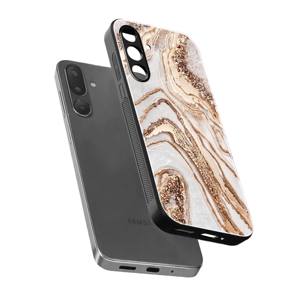 Luxe White sleek samsung galaxy m36 5g cover with tempered glass back and TPU edges