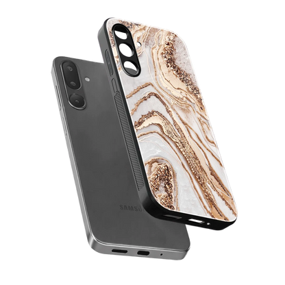 Luxe White sleek samsung galaxy m36 5g cover with tempered glass back and TPU edges