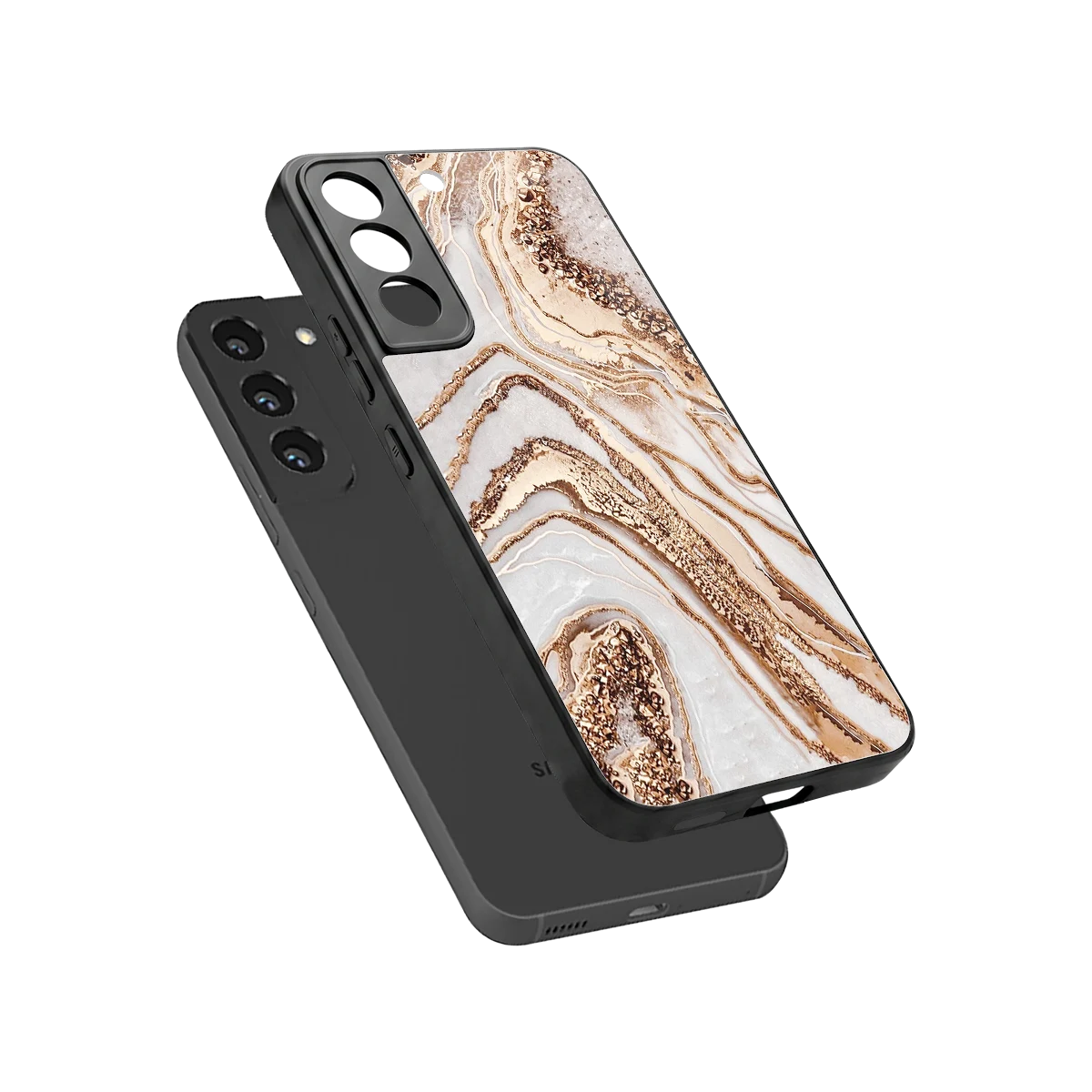 Luxe White sleek samsung galaxy s22 cover with tempered glass back and TPU edges