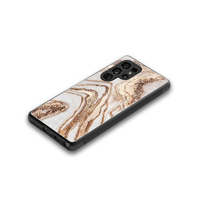 Luxe White stylish phone case for samsung galaxy s25 ultra | glossy glass and slim fit