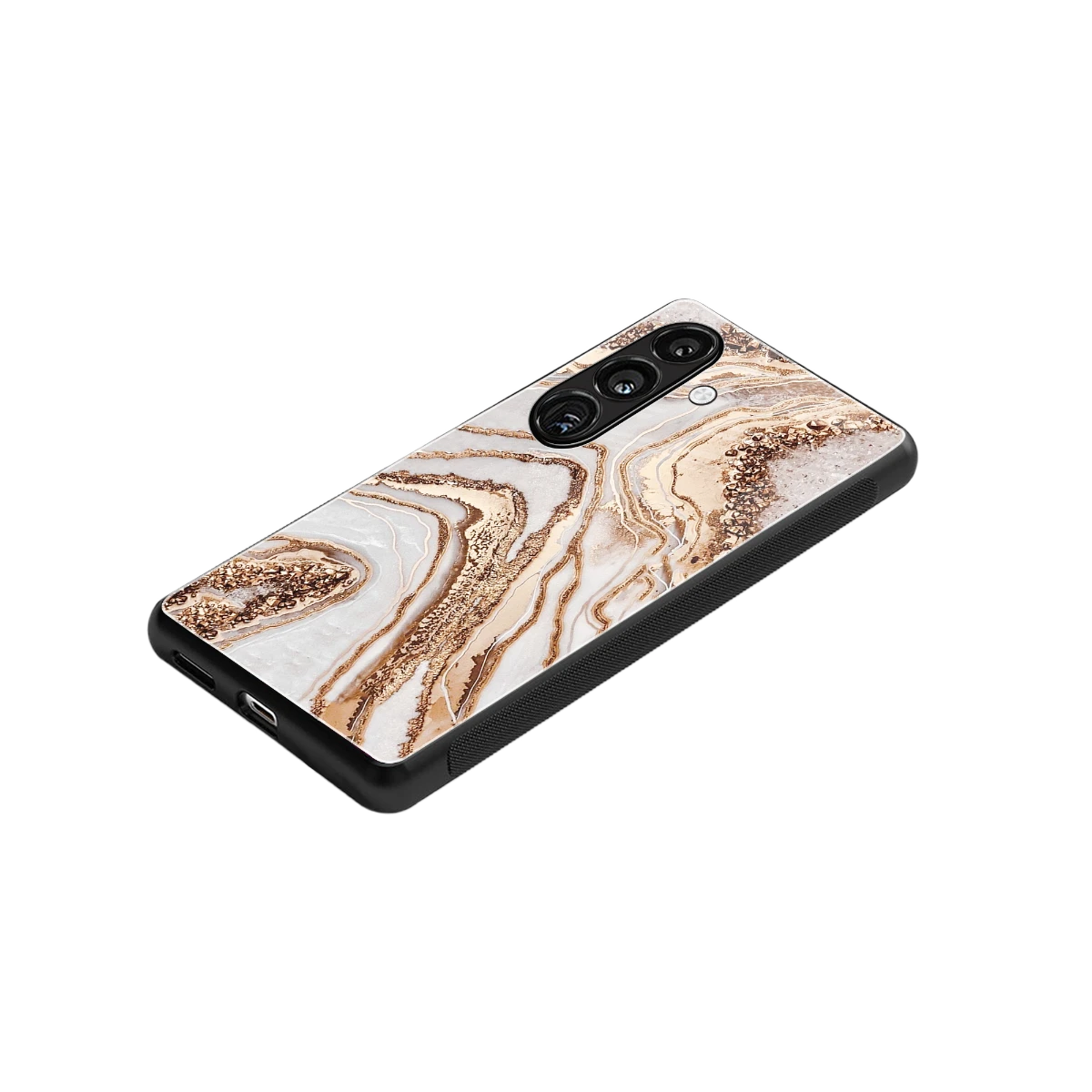 Luxe White stylish phone case for samsung galaxy s24 fe | glossy glass and slim fit