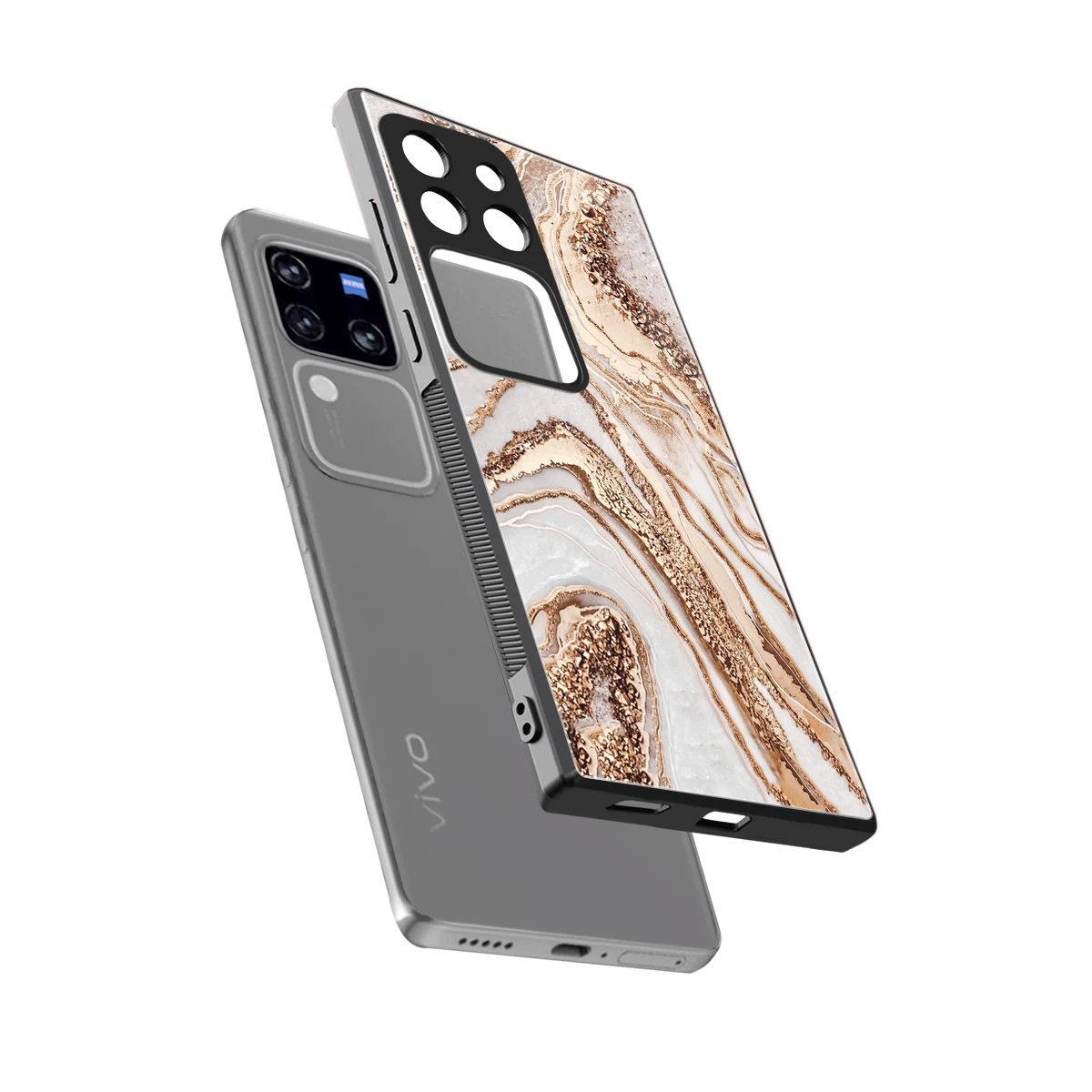 Luxe White sleekvivo v30 pro cover with tempered glass back and TPU edges