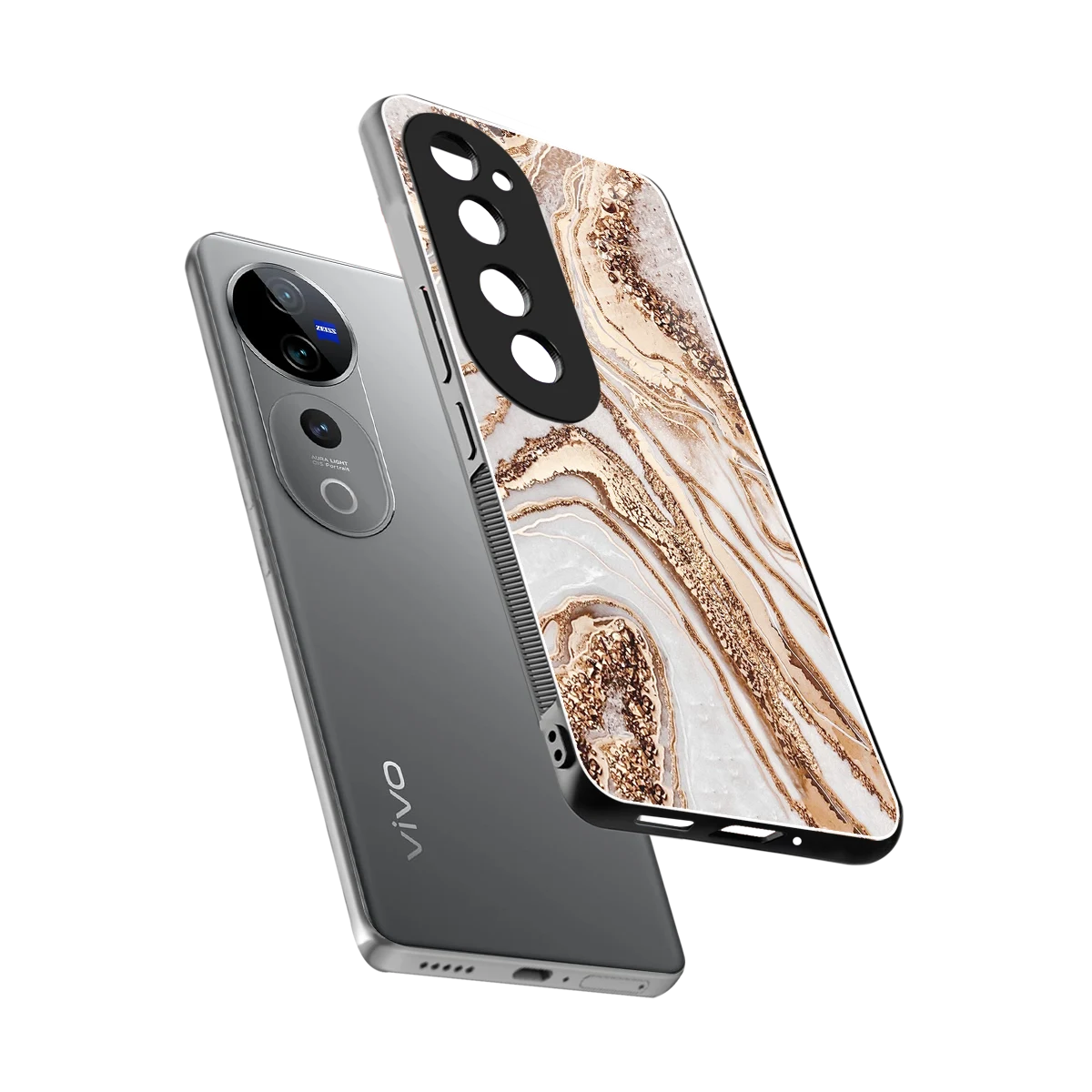 Luxe White sleek vivo v40 pro cover with tempered glass back and TPU edges