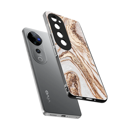 Luxe White sleek vivo v40 pro cover with tempered glass back and TPU edges