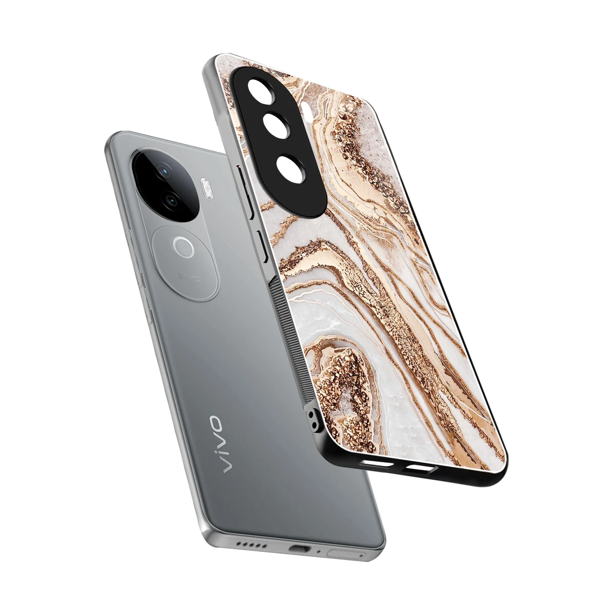Luxe White sleek vivo v40e cover with tempered glass back and TPU edges