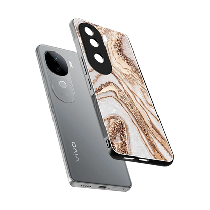 Luxe White sleek vivo v40e cover with tempered glass back and TPU edges