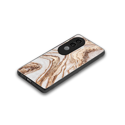 Luxe White stylish phone case for vivo v40e | glossy glass and slim fit