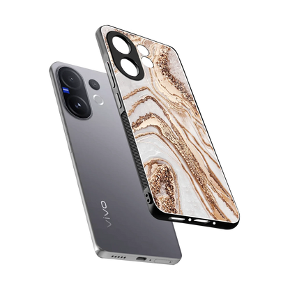 Luxe White sleek vivo v60 cover with tempered glass back and TPU edges