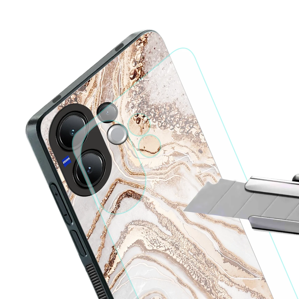 Luxe White stylish phone case for vivo v60 | glossy glass and slim fit