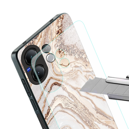 Luxe White stylish phone case for vivo v60 | glossy glass and slim fit