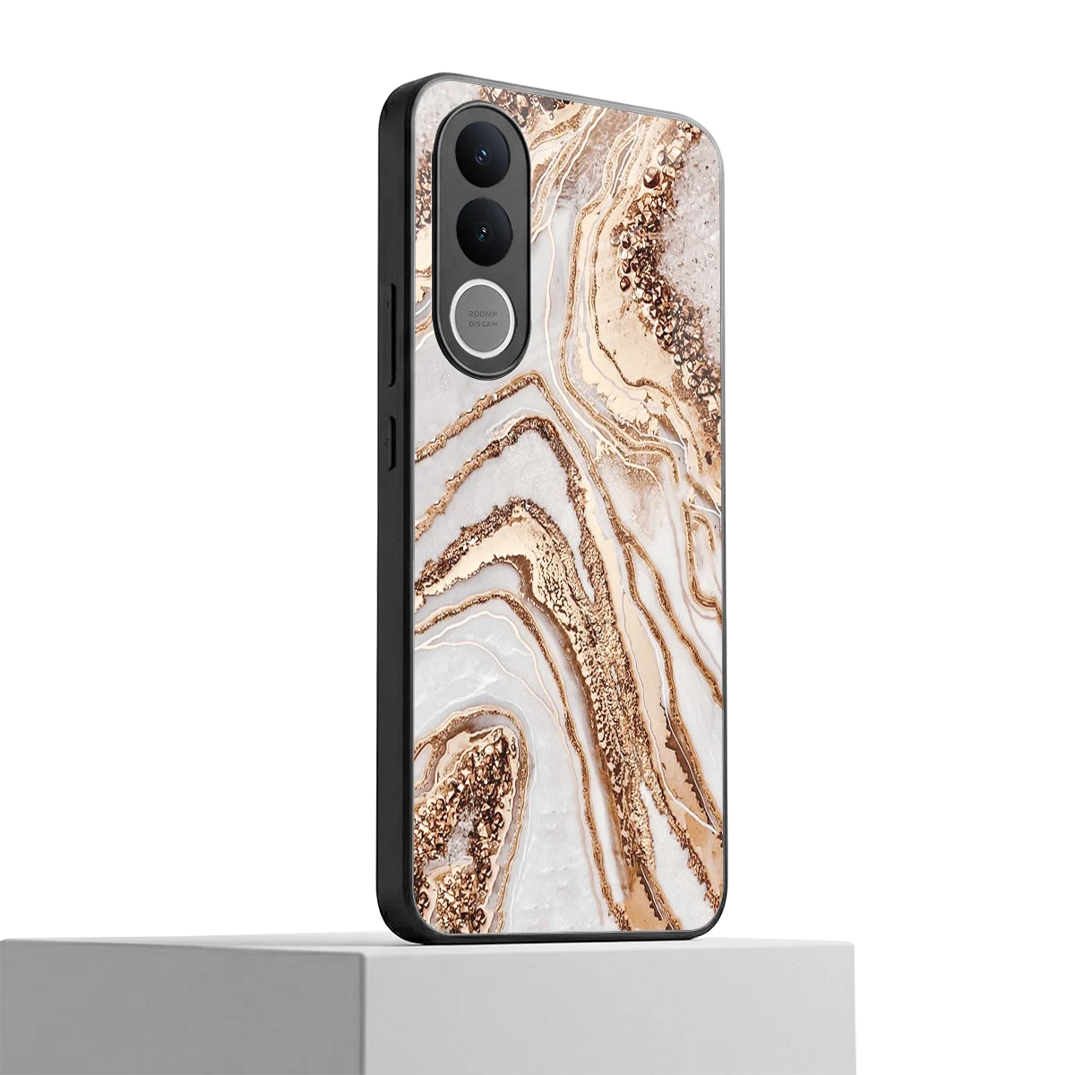 Luxe White vivo v70 fe mobile cover | shockproof glass phone case