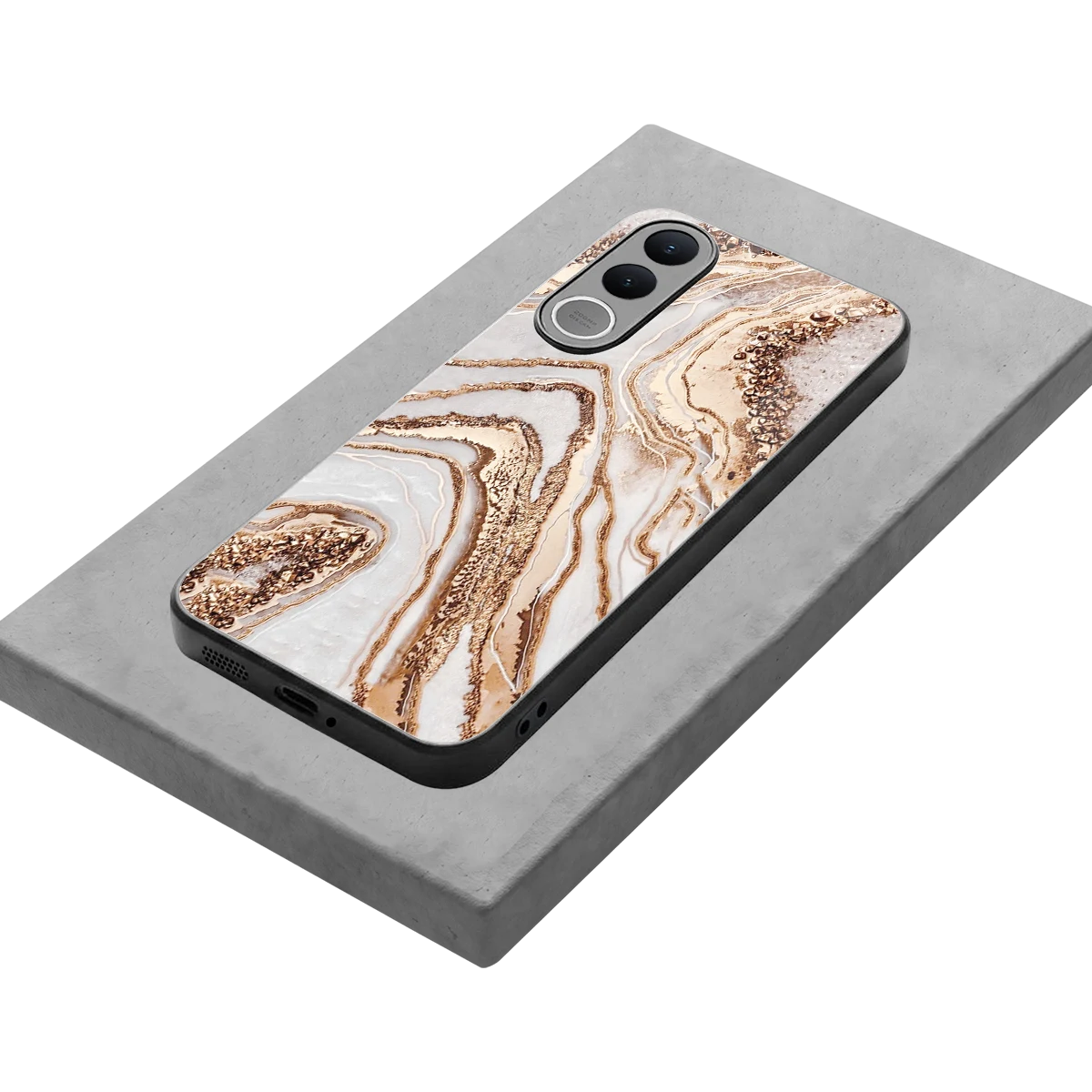 Luxe White stylish phone case for vivo v70 fe | glossy glass and slim fit