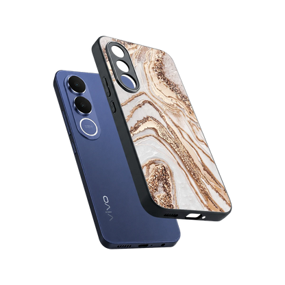 Luxe White sleek vivo v70 fe cover with tempered glass back and TPU edges